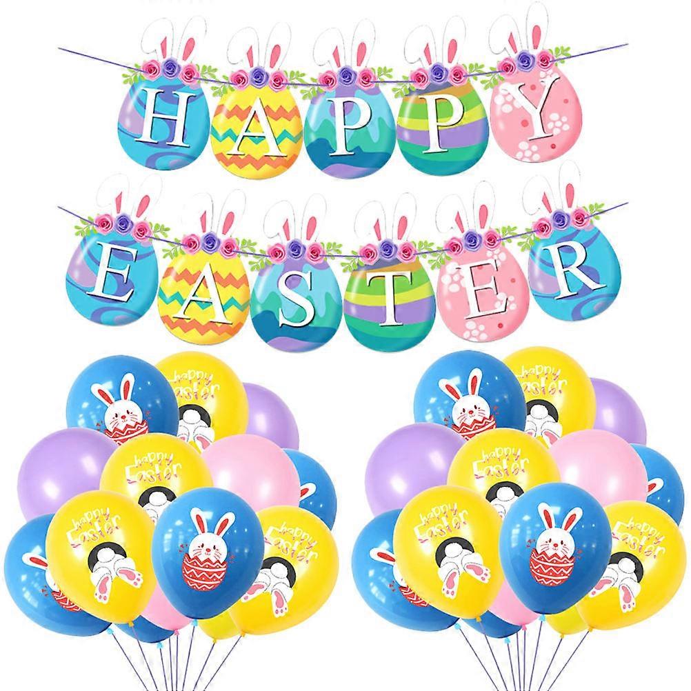 Happy Easter Party Supplies with Latex Balloons Rabbit Decorations in Blue Color 1 Set
