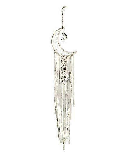 Bohemian Chic Macrame Wall Hanging Tapestry - Moon & Star Dream Catcher Knitted Decor for Unique Home Decoration & Boho Style