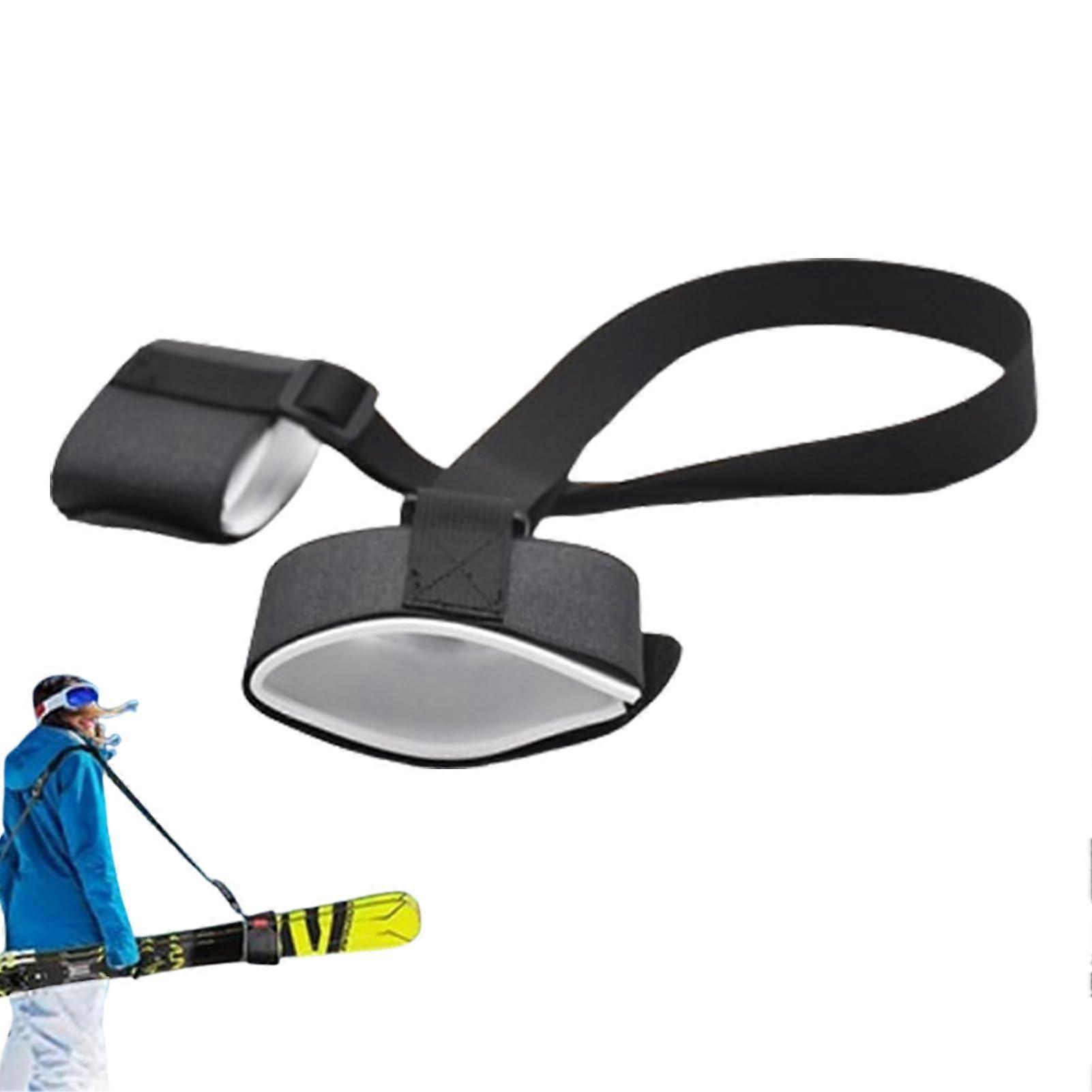 Adjustable Ski Shoulder Strap Adjustable Ski Carrier for Shoulder, Ski Carrier Strap with EVA Padding for Skiing, Hiking, Riding, Black