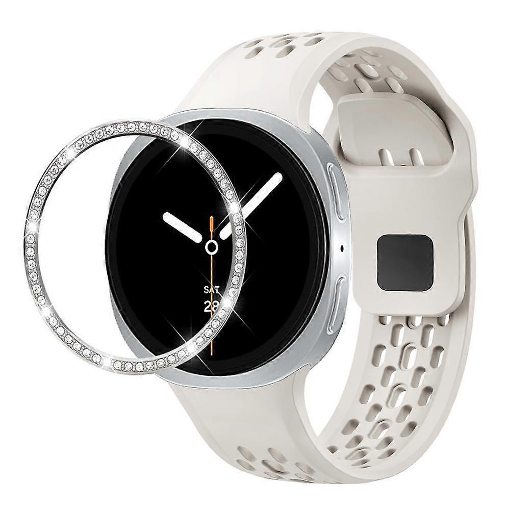Diamond Bezel and Black Reverse Buckle Silicone Watch Band