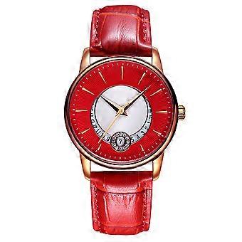 OCHSTIN Fashion Men Women Quartz Movement Rhinestone Watch(Rose Gold Case Red Strap)
