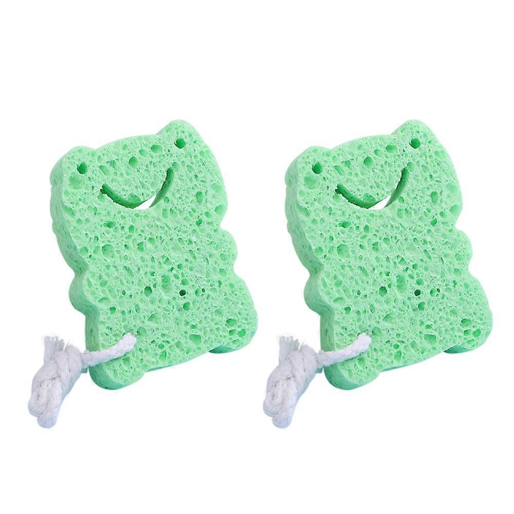 Reusable Deep Cleansing Baby Bath Sponges 2Pcs Green Honeycomb Design for Infants Bathing Size 9.2X7.5Cm