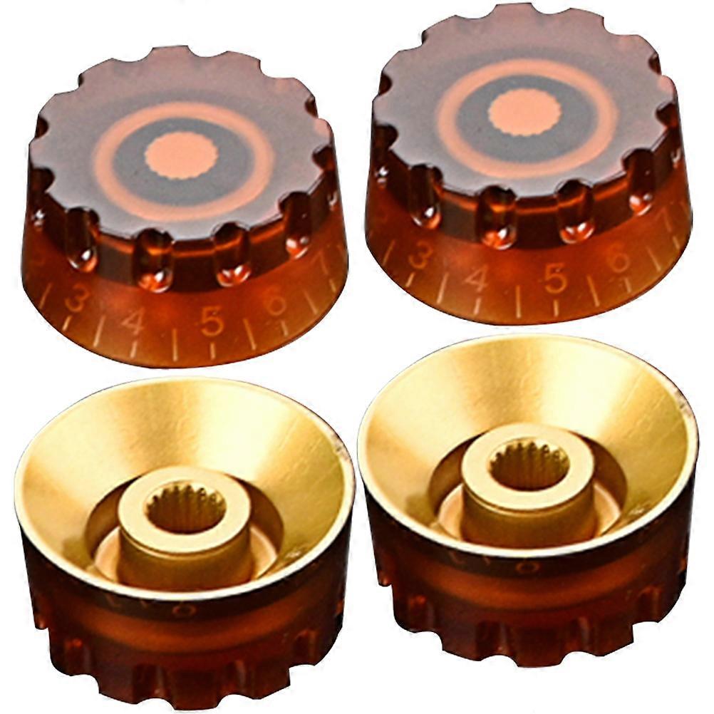 Electric Guitar Volume Knobs 4Pcs Round Shape Light Brown Ideal For Guitar Maintenance And