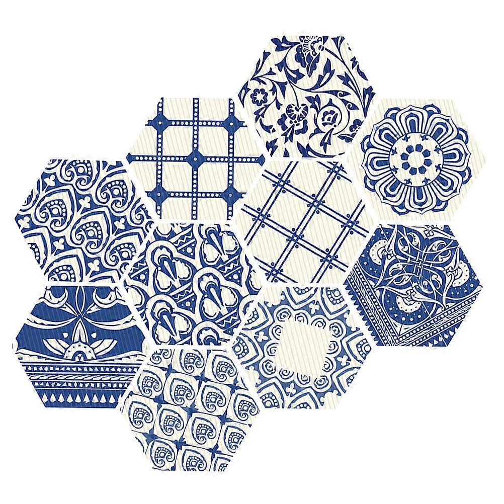 Hexagonal Kitchen Tile Paste For Interior Design 23X20CM Blue Anti-slip Floor Decoration 10Pcs