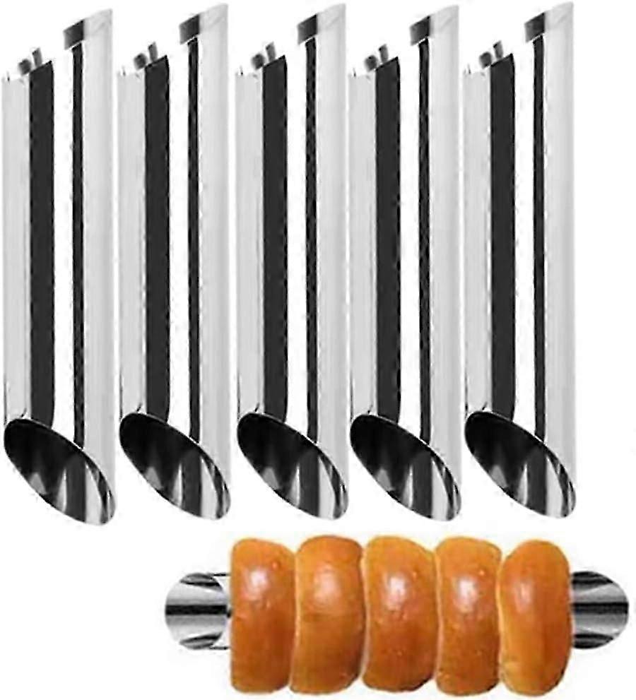 5st stort rostfritt stål 5 "tum Cannoli Forms Non-stick grädde horn Danska konditoriformar för croissant Shell Cream Roll