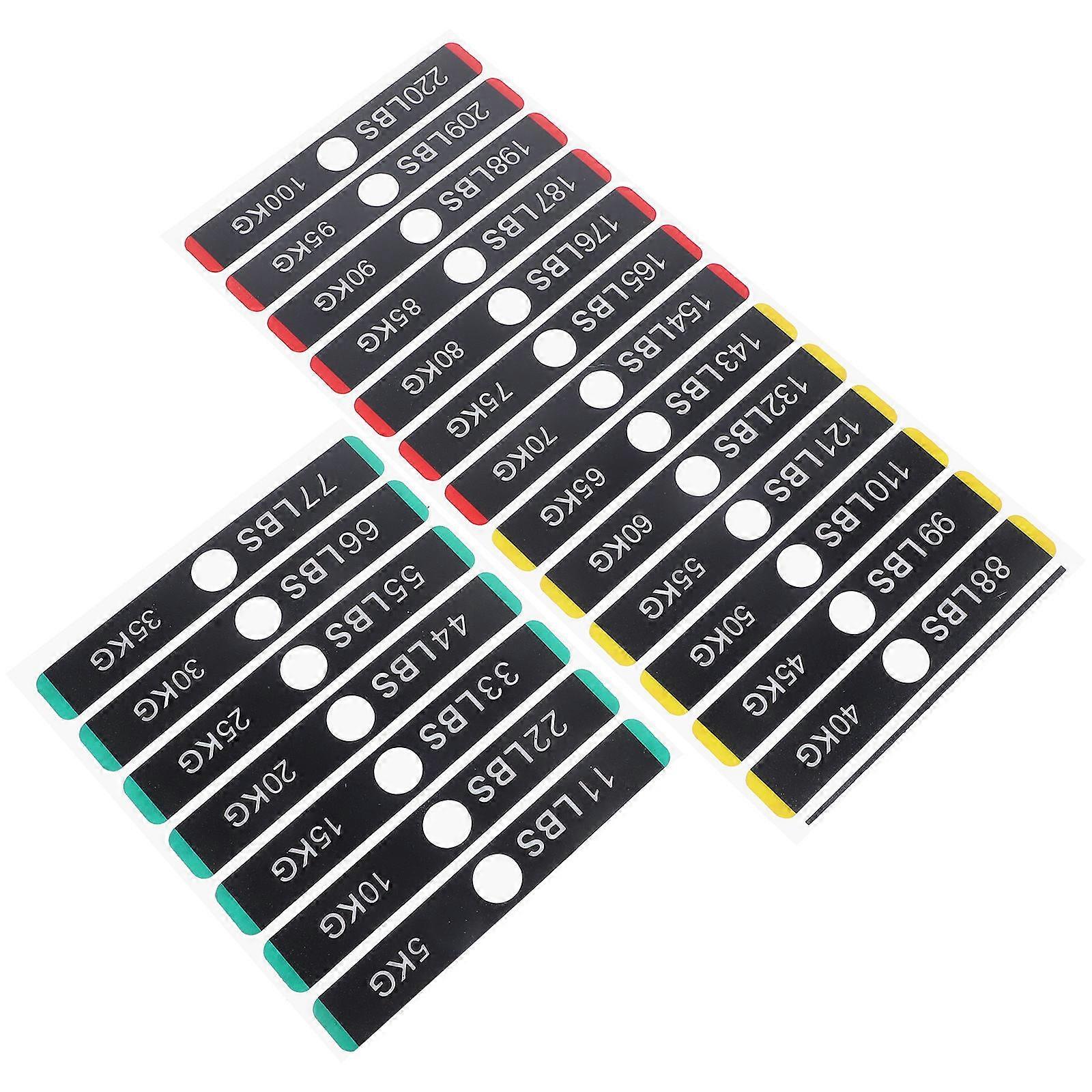 Gym Weight Stickers For Fitness Enthusiasts Dumbbells And Barbells 1 Sheet Assorted Color Identify Weight Labels
