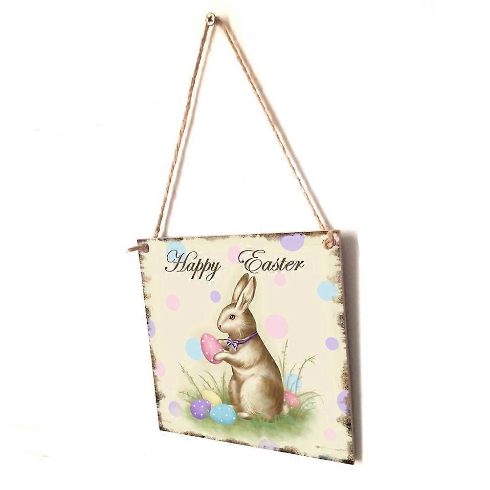 Square Wood Easter Hare Hanging Board Photo Prop For Event Organizers 40cm Rope Multi Color 1 Hanging Drop