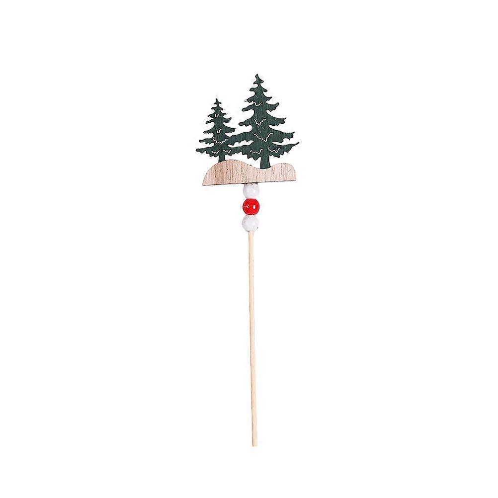 3Pcs Multi Color Wooden Cupcake Picks Christmas Tree Shape Decoration Ideal For Party Hosts Birthday Celebrations
