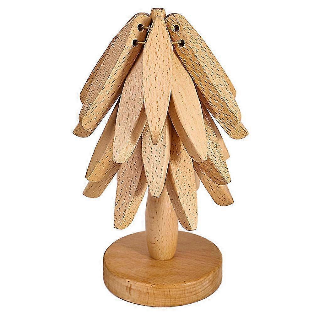 Sottopentola in legno per piatti caldi Set di sottopentola a forma di albero Coaster per teiere