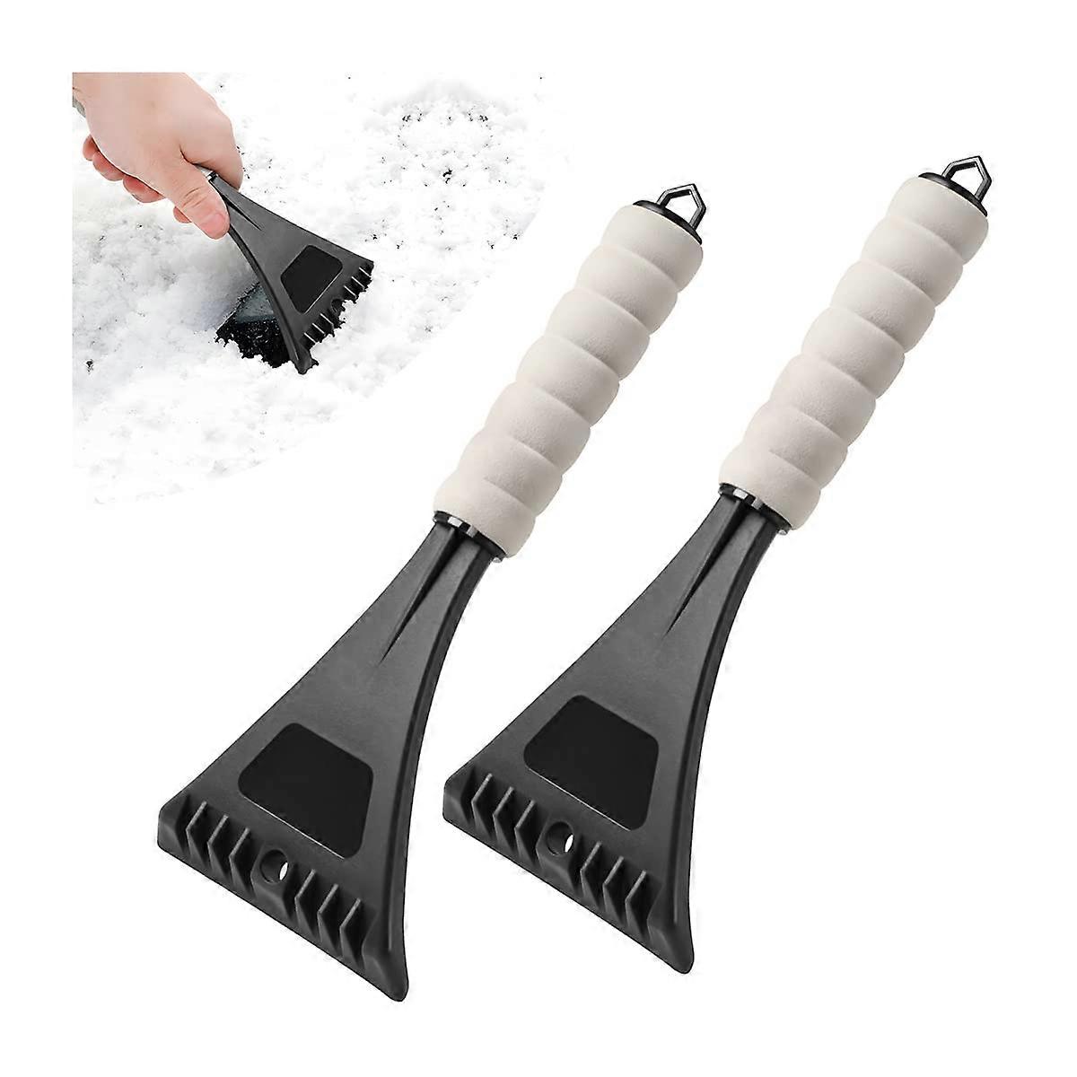 Winter Car Window Accessories Pack of 2, Snow Shovel and Ice Scraper for Windshield and Rear Windows, Black