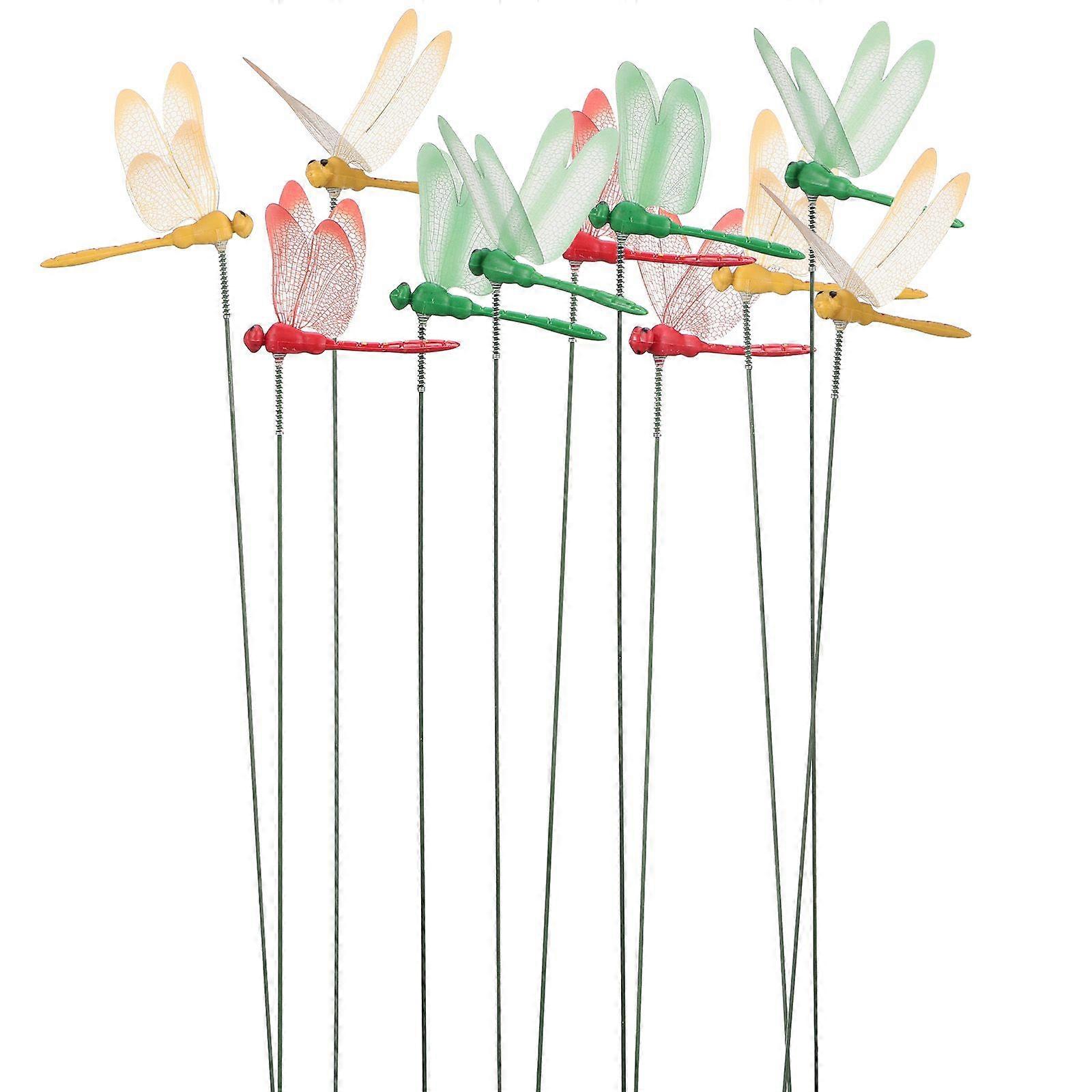 16Pcs Simulation Dragonfly Decors Flower Arrangement Props Garden Decor Props