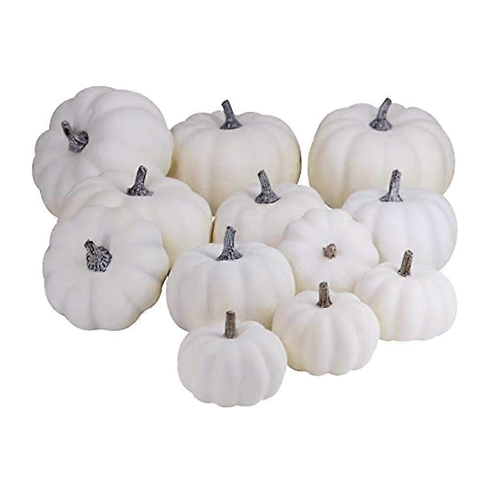 Pack Halloween White Plastic Artificial Pumpkins for Decor DIY