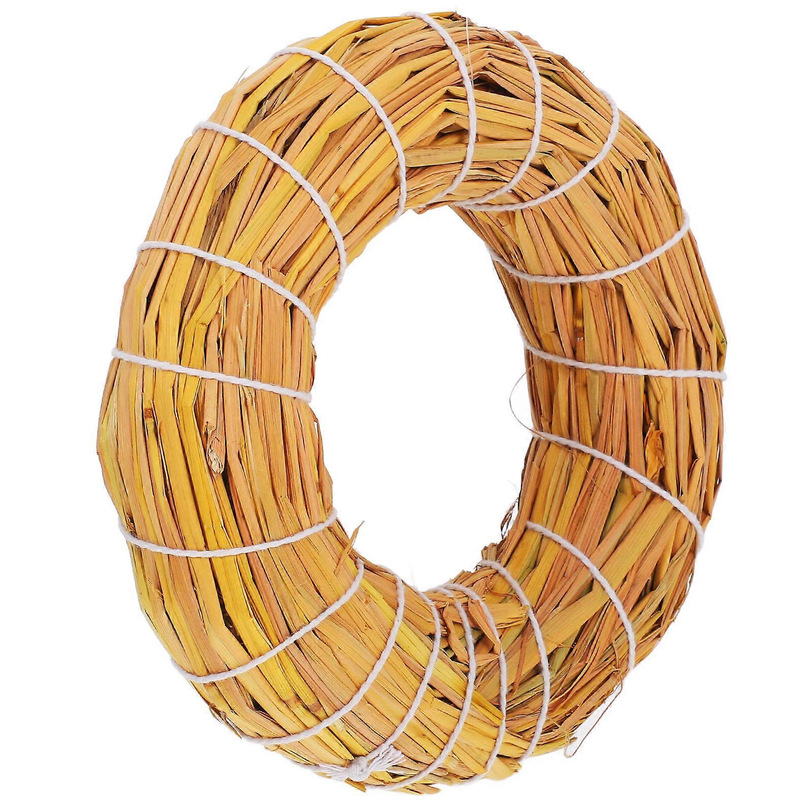 Beige Straw Wreath Base for Crafts with Cotton Rope Ideal for Holiday Decor 20x20 cm