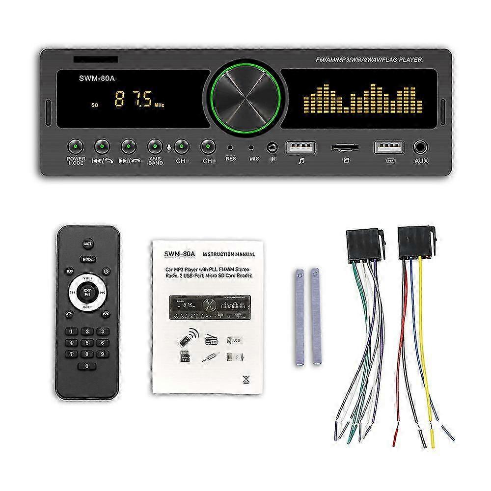 Car Stereo Audio Multimedia Player with Remote Control, 60Wx4, TF/USB/AUX/FM/BT Function, Compatible with Most Brands