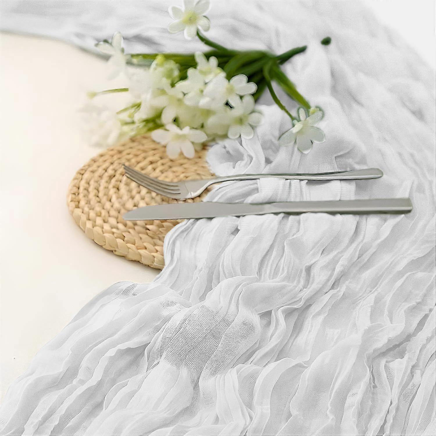 Pack 10ft Cheesecloth Table Runner White Gauze Long Table Runner Bohemian Gauze