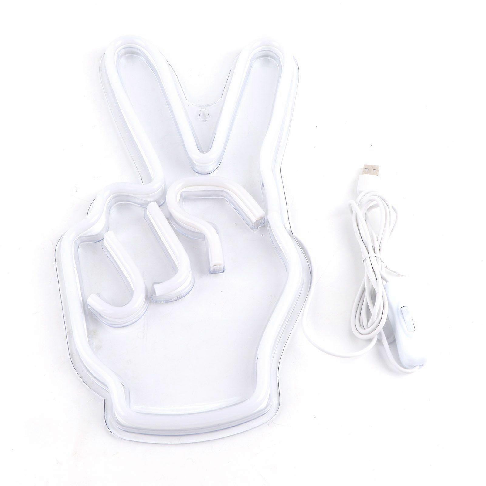Neon Sign Light Innovative Victory Gesture Decorative Lamp USB Powered for Bedroom Cabinet Shelf