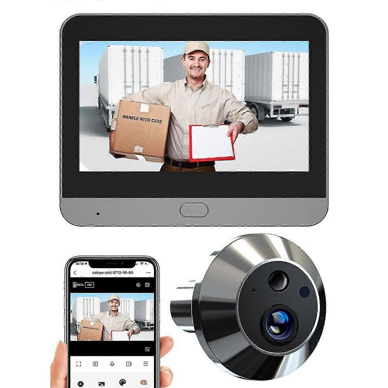 Wireless Digital Door Viewer Camera 4.3" LCD, WiFi, 1080P, Two-Way Communication, Night Vision