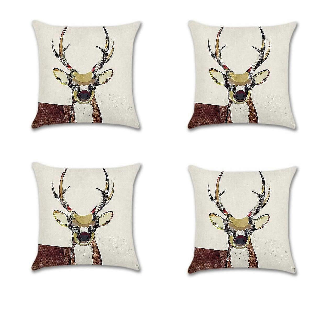 Set Of 4 Decorative Cushion Cover 45 X 45 Cm, Polyester Linen