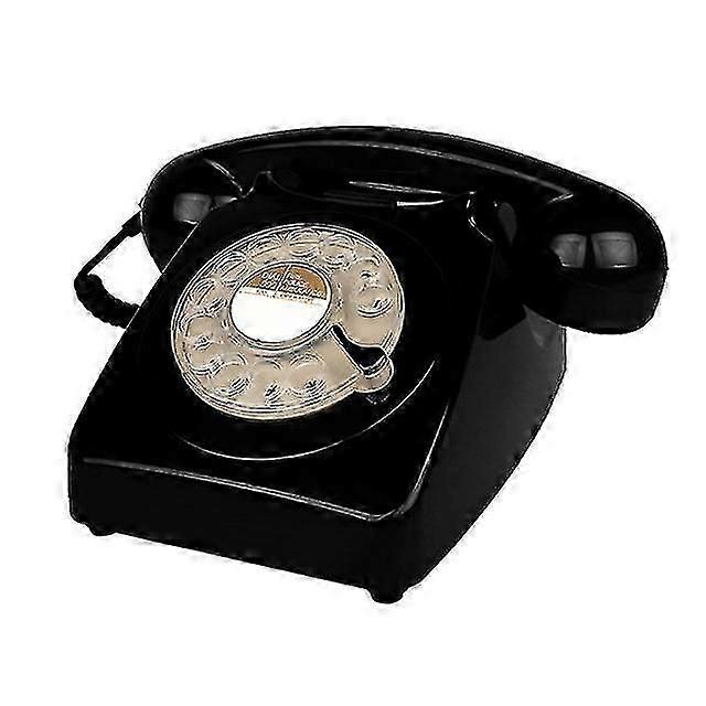 Téléphone à cadran rotatif rétro à l’ancienne téléphones fixes classique téléphone filaire avec cloche en métal et fonction de recomposition décoration intérieure - KM