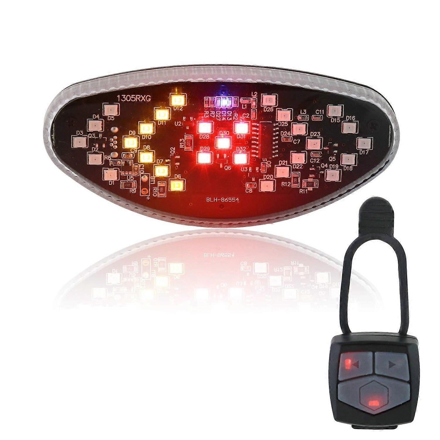 Bike Tail Light with Turn Signals - Wireless Remote Control - USB Rechargeable Bicycle Rear Lights for Night Riding - IPX3 Waterproof(Black)