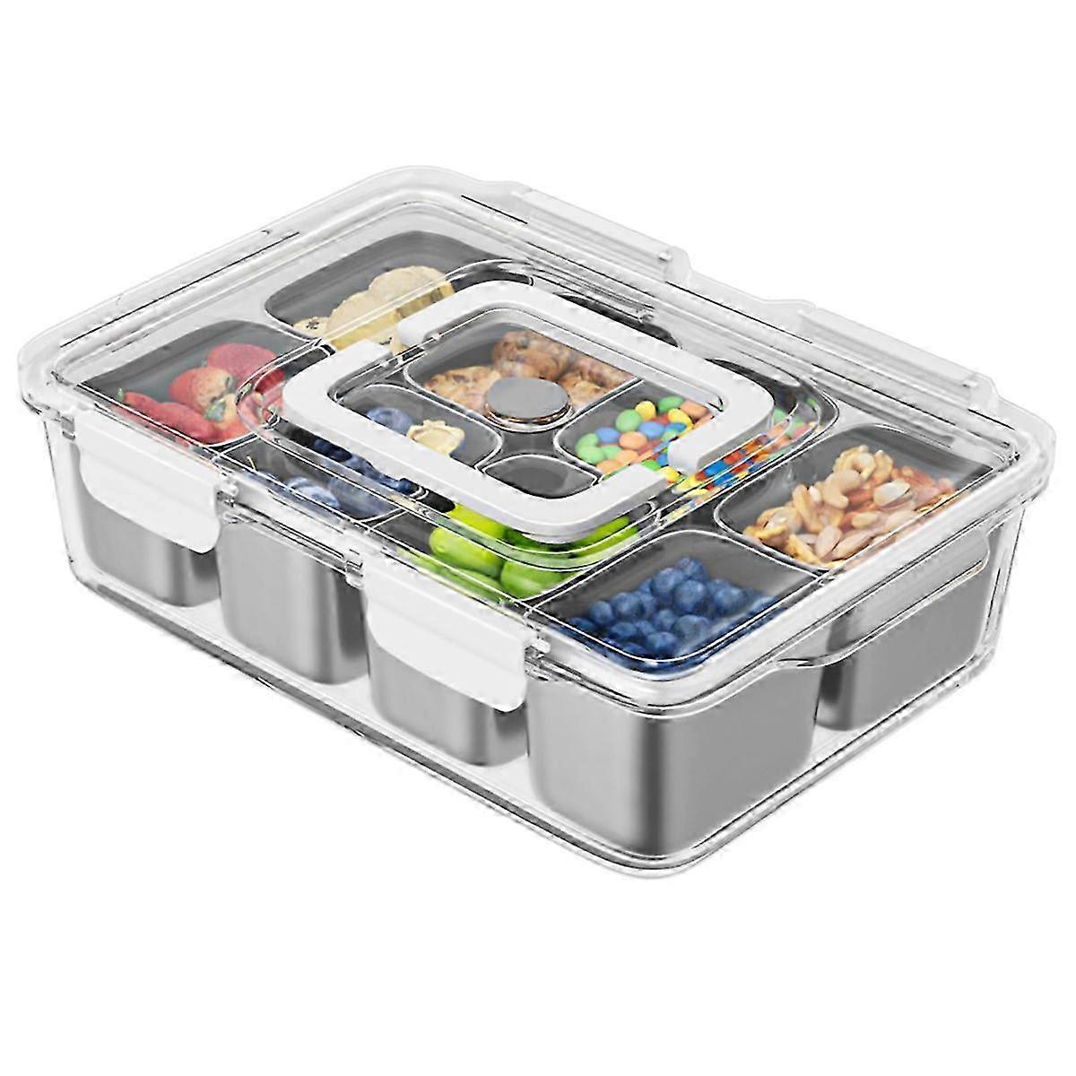 Snackle Box Container, Stainless Steel Divided Serving Tray