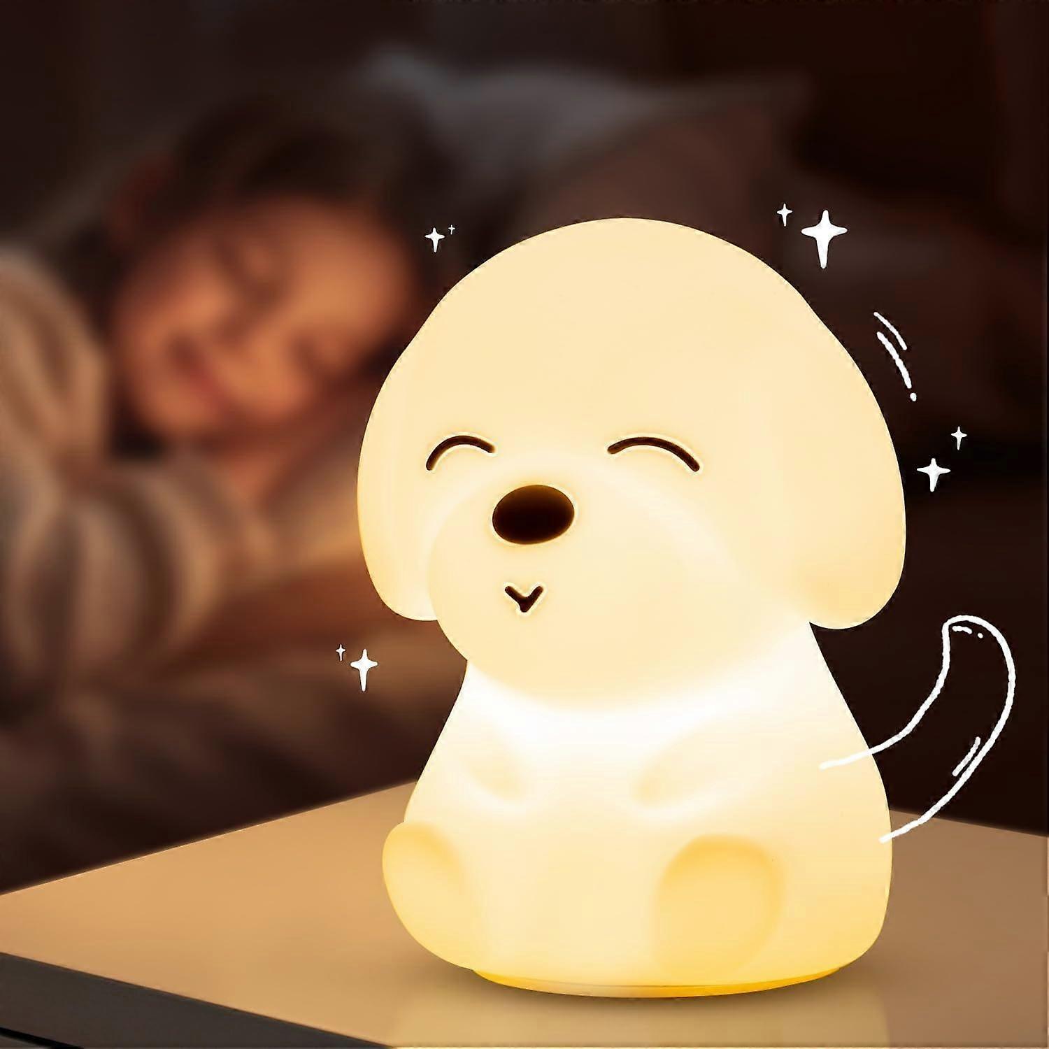 Night Light for Kids | 16 Colors & 2 Brightness & 30/60min Timer & Soft Silicone & 10h Use(White)