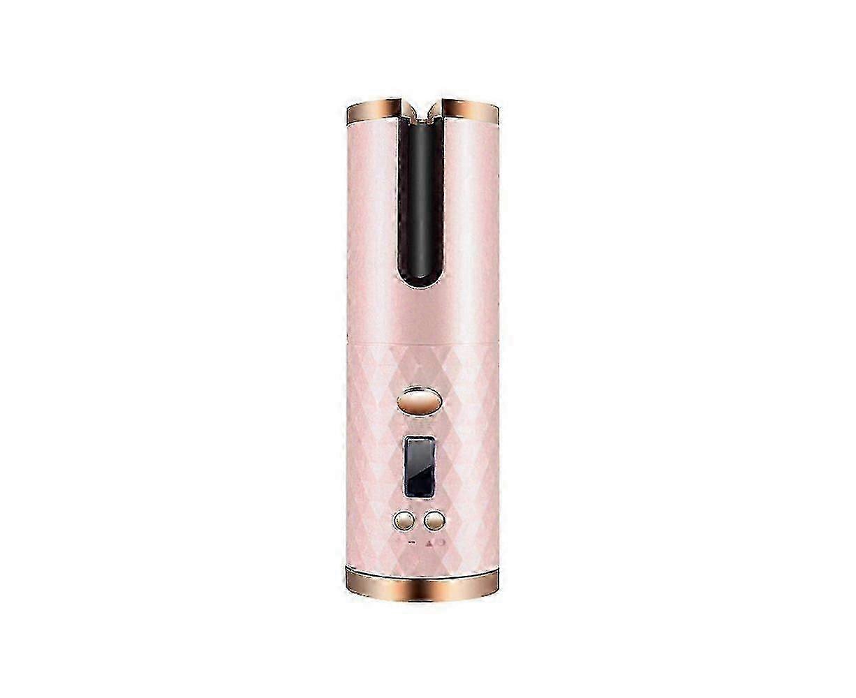Cordless Auto-Rotating Ceramic Hair Curler - Pink | 6 Temp Settings, USB