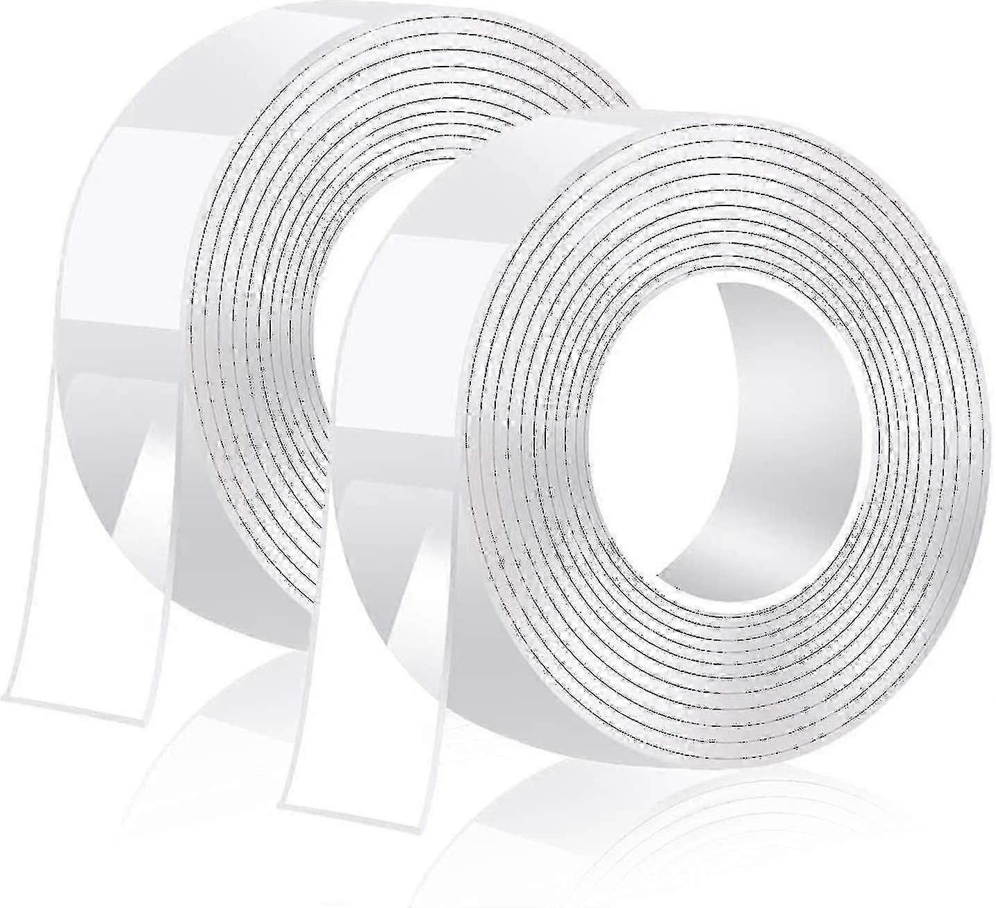 Strong Double Sided Tape 6m, Reusable Washable Nano Tape 3m x 2 Rolls, 2cm x 1mm