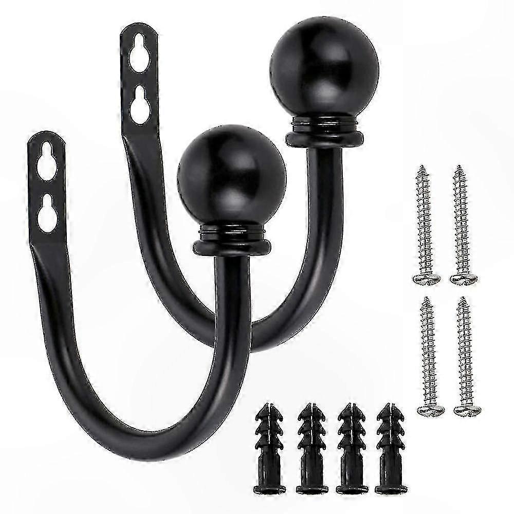 Decorative Wall-Mounted Curtain Holdbacks with Round Finials
