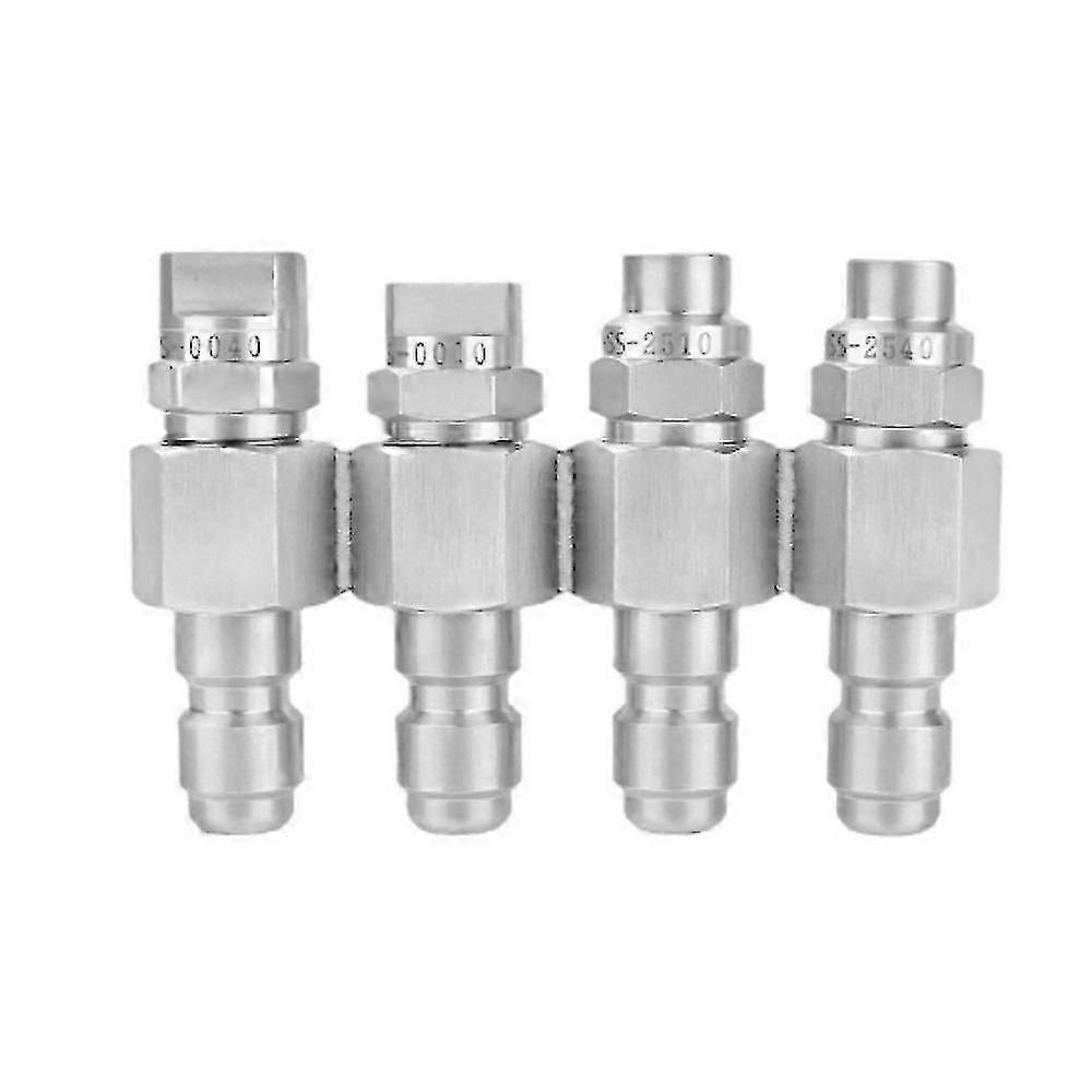 4-in-1 quick-connect nozzle holder for pressure washers, allowing easy 4-way attachment and efficient cleaning.