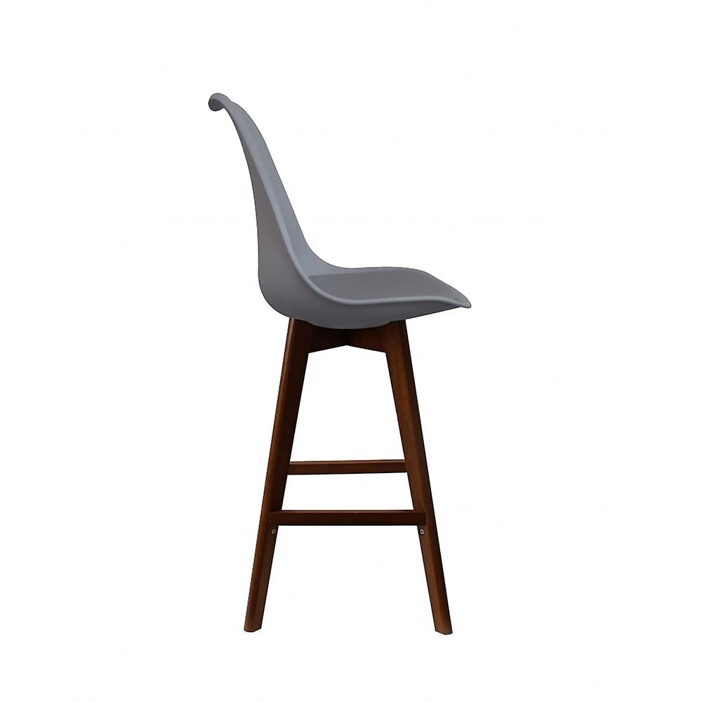 Fusion Living Soho Dark Grey Plastic Bar Stool With Dark Wood Legs