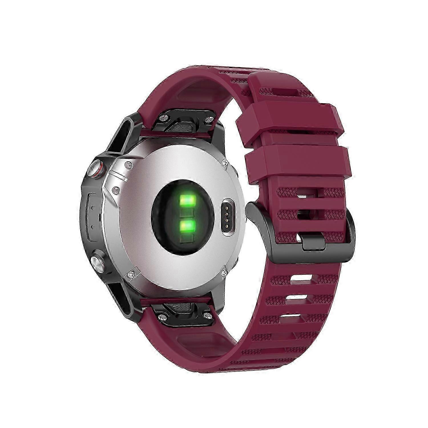 Rubber Smart Watch Replacement Band [22mm Width] for Garmin Fenix 6 5 - Wine Red