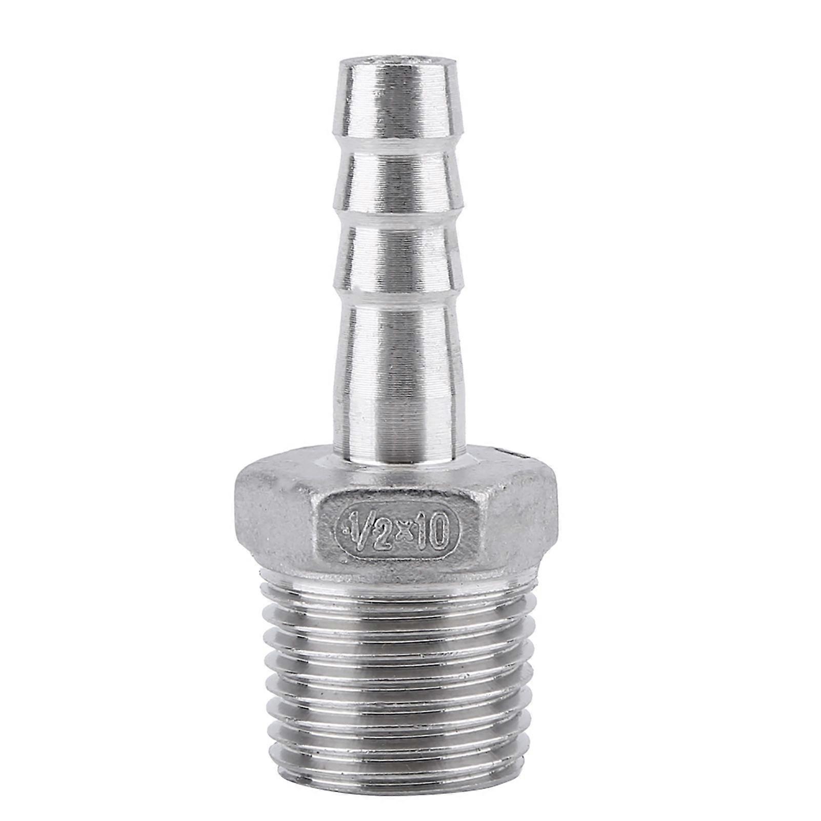 Barb Fuel Hose Joiner BSP Hose Tail Fitting Stainless Steel Connector (1/2"x10mm)