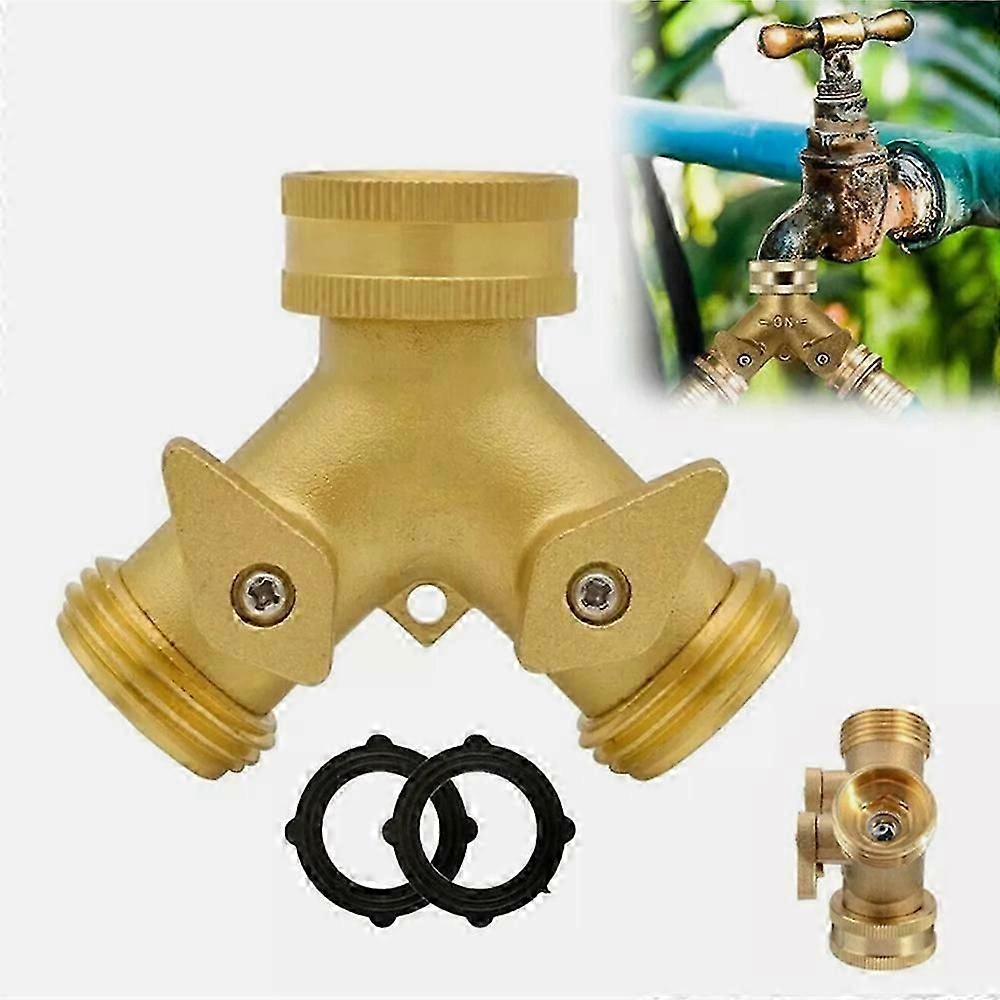 3/4" Brass Two Way Double Garden Tap Hose Pipe Faucet Connector Adapter Splitter