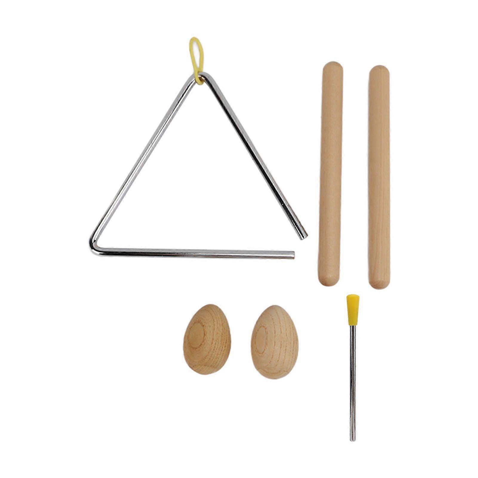 Triangle Percussion Instrument Set Wood Musical Percussion Instrument Toy for Children Preschool Educational Early Learning