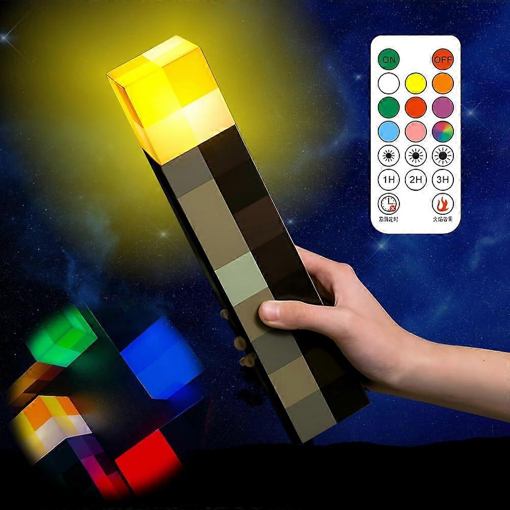 LightUp Wall Torch Night Light 28 Cm 3D Torch Light With Flame Effect USB Rechargeable Bedside Lamp 8 Colors Timing
