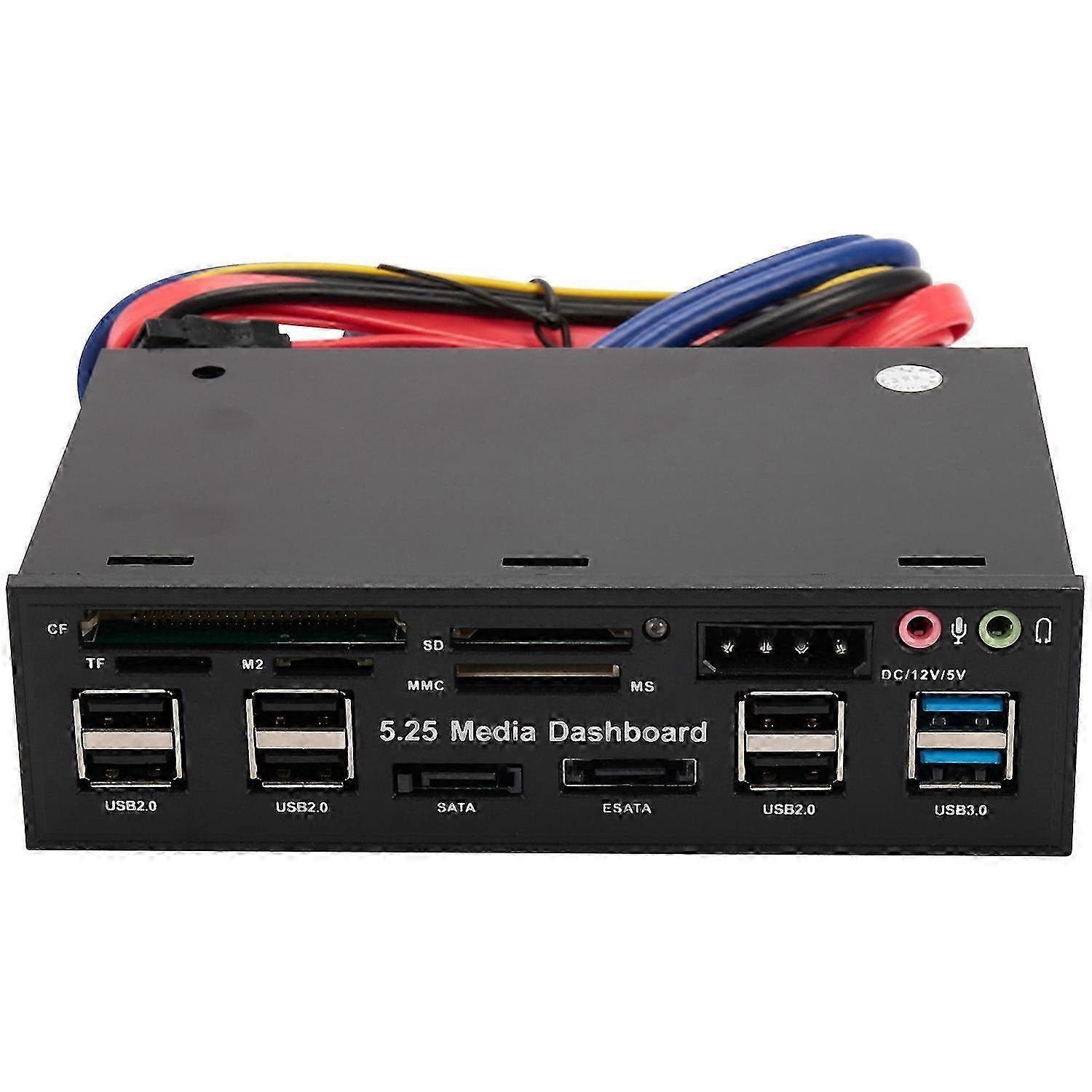 5,25 polegadas USB 3.0 Painel Frontal Pc Usb 3.0/2.0 Hub E-SATA Sata Audio Multi Card Reader para computador C