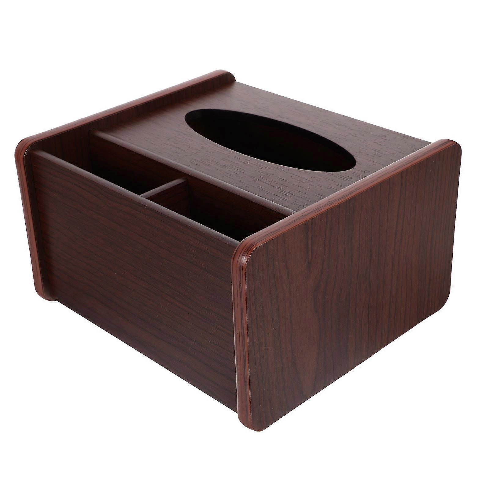 Remote Control Storage Box Wooden Tissue Holder for Home Use