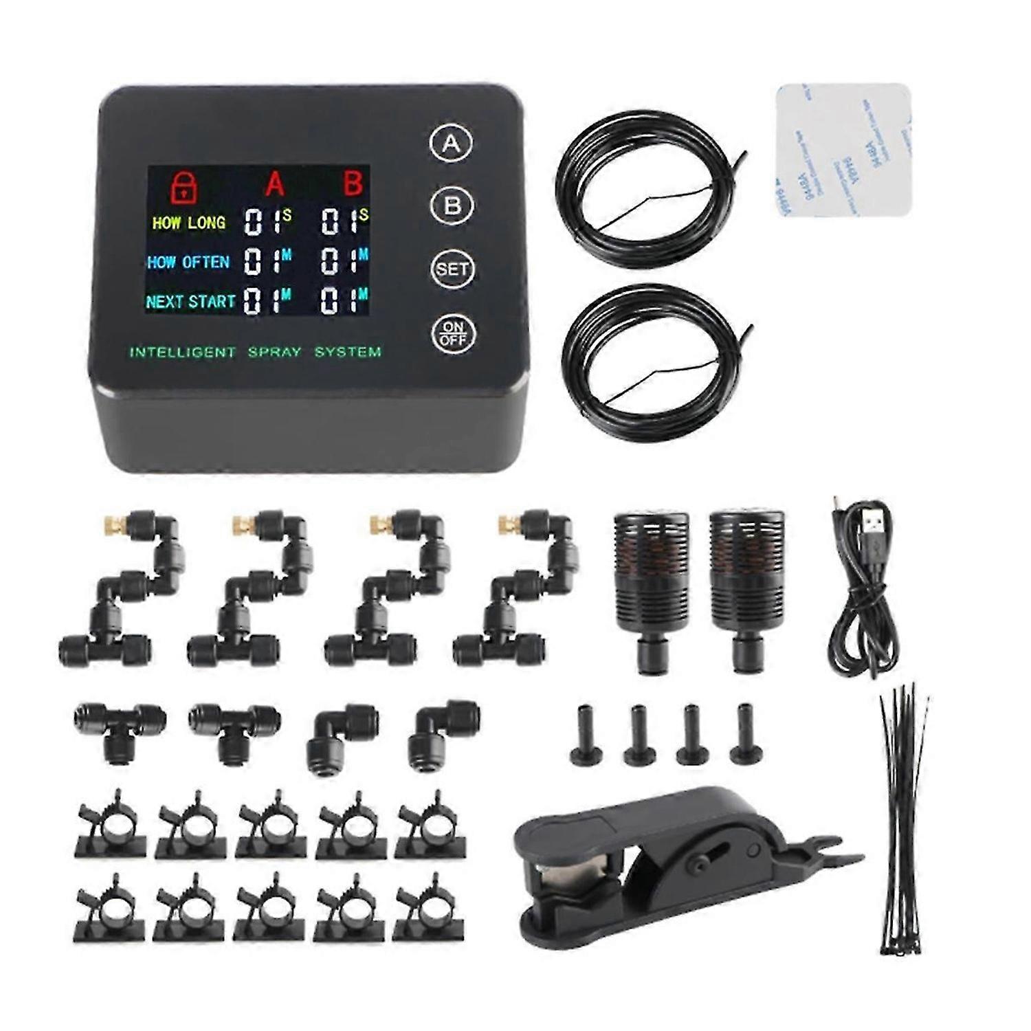 4 Nozzles Electronic Spraying Set Double Pump Irrigation Timer System Automatic Watering Nozzles Sys