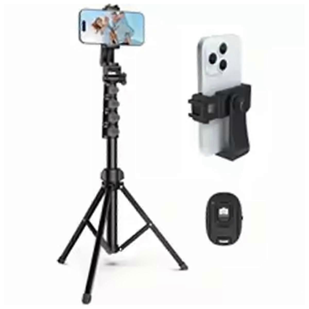 160cm Tripod for Cell Phone Camera Phone Stand Tripod with Remote and Phone Holder Portable Tripod