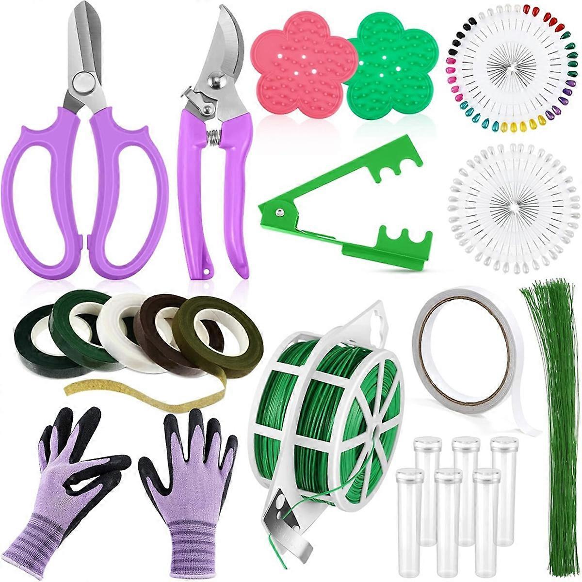 Floral Arrangement Tool Kit Rose Thorn Remover Tree Pruner Pruning Gloves 22/26 Gauge Paddle Wire Pole Corsage Pin C