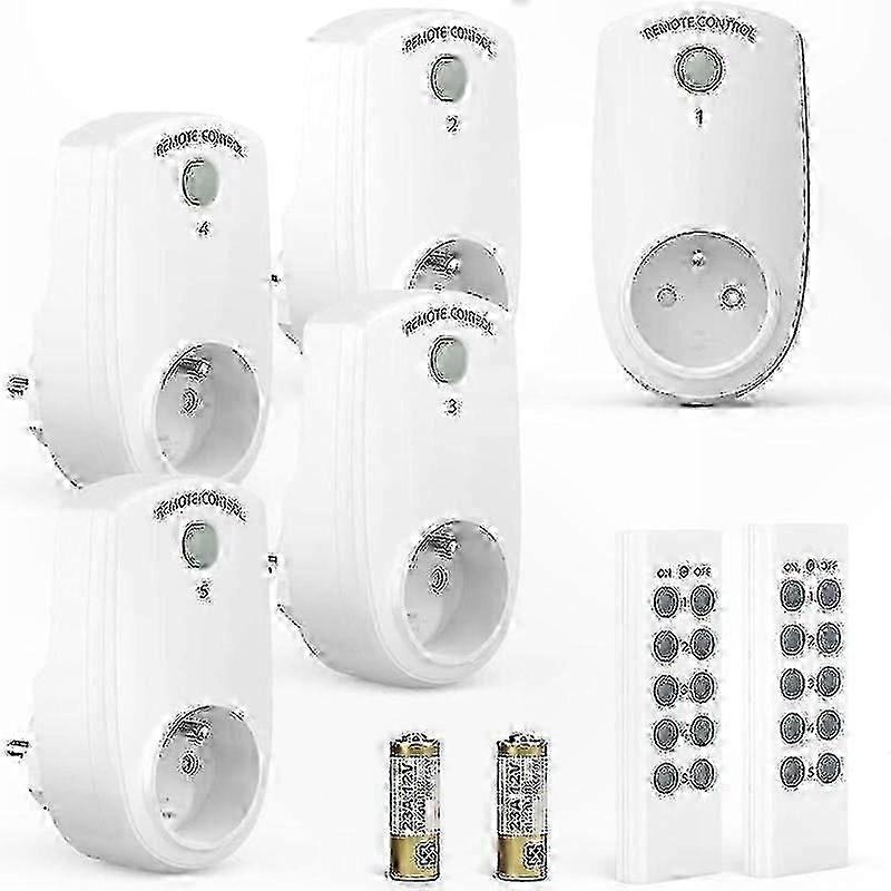 5-Pack Smart Electrical Sockets with Remote Control, Programmable Outlets for Wireless Operation