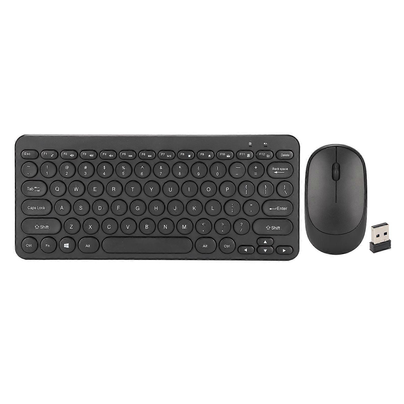 Keyboard Mouse Combo 2.4G Wireless Round Keycaps Ergonomic Design Silent Mouse USB Receiver Keyboard and Mouse Black