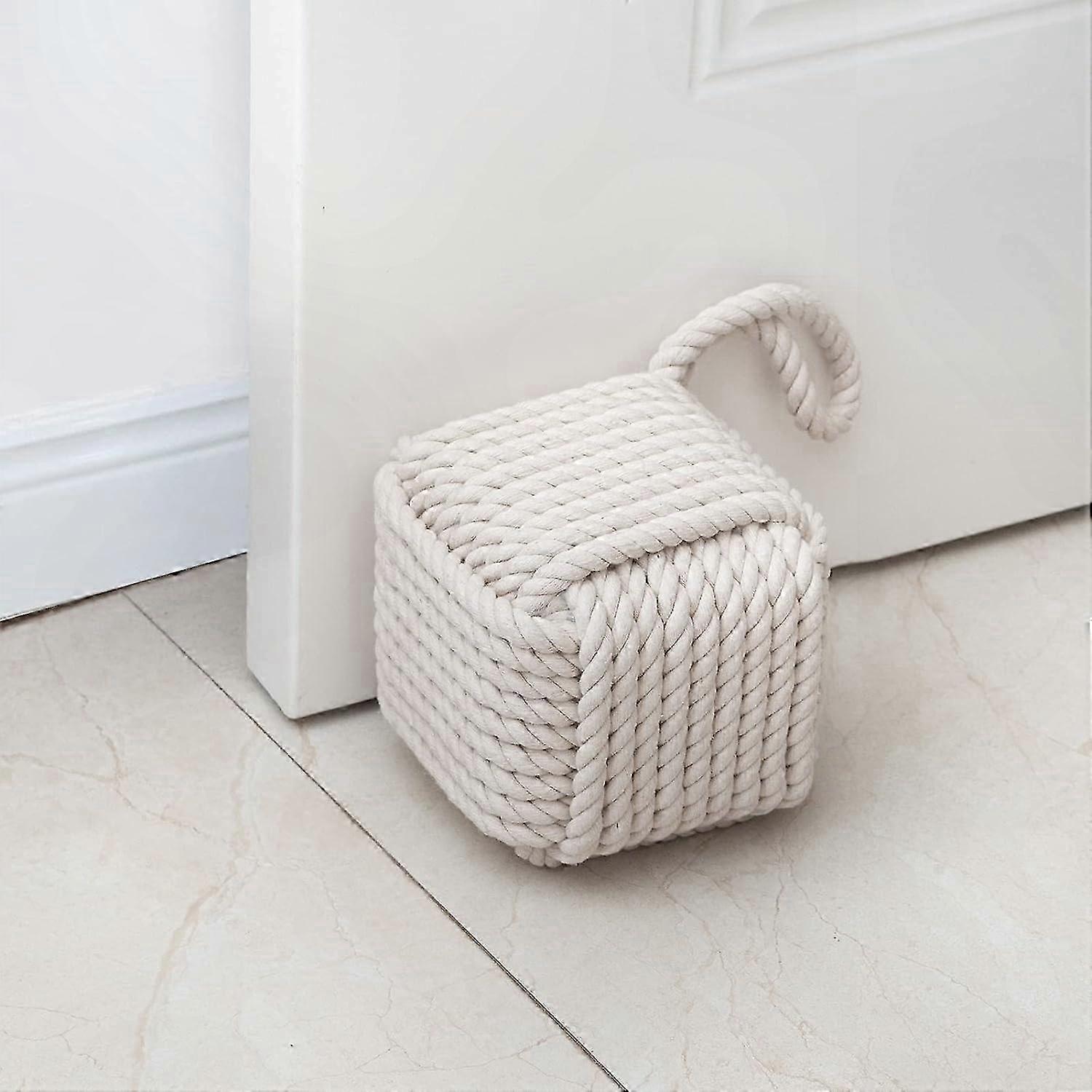 Handcrafted Jute Rope Knot Door Stop with Handle for Home Decoration