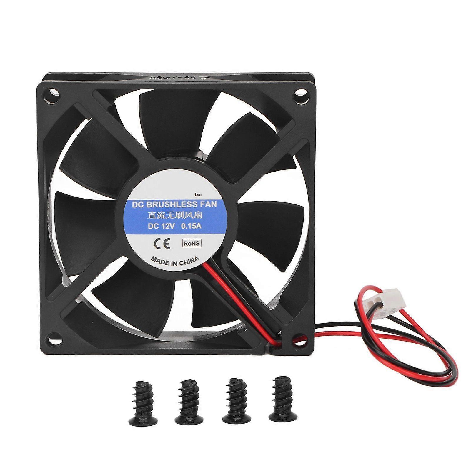 CPU-Lüfter 80 mm leiser 3-poliger Anschluss Schwarzes ABS Einfache Installation PC-Lüfter für Computergehäuse 4000 U/min