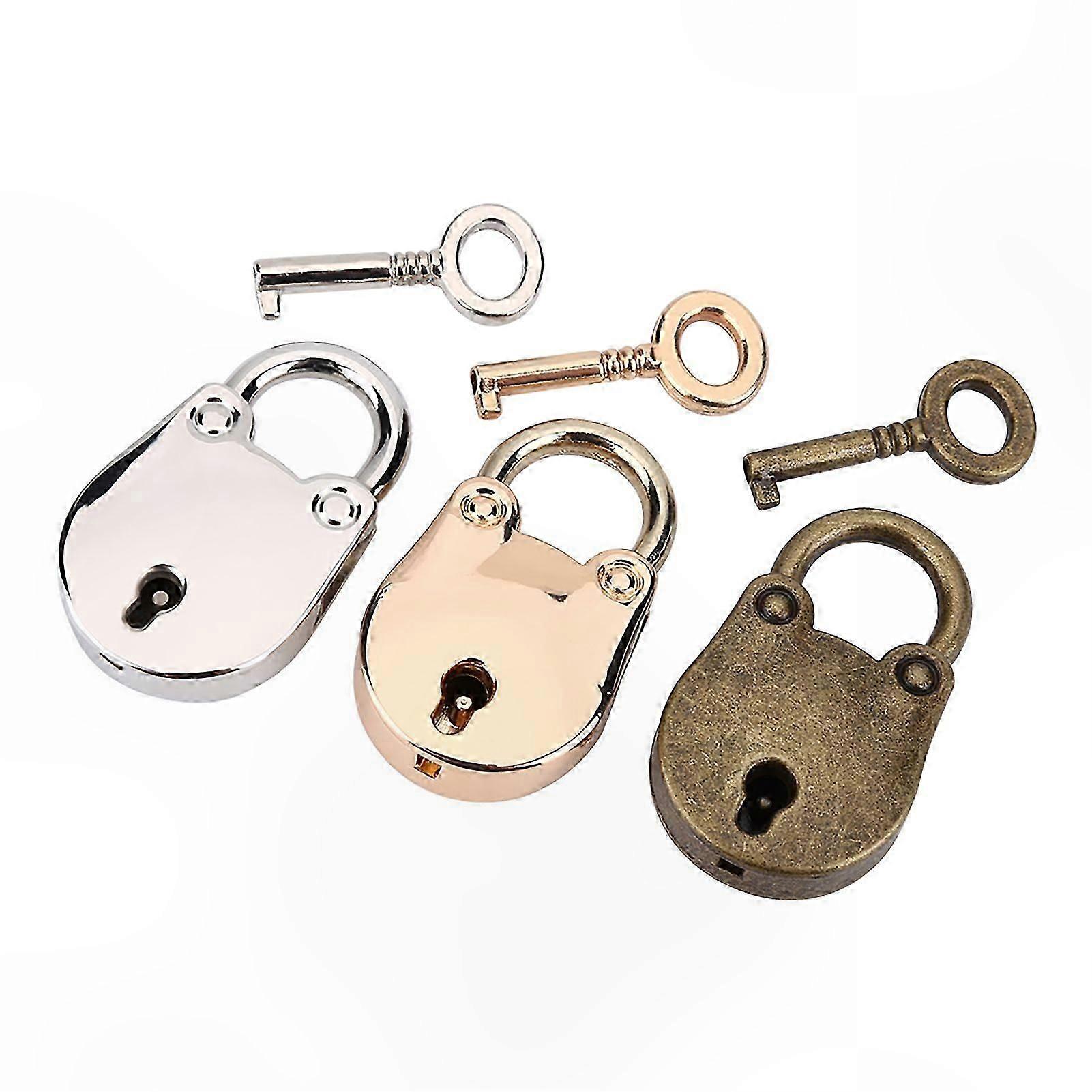 Vintage Style Padlock and Key Notebook Set with Silver Gold Bronze Finish