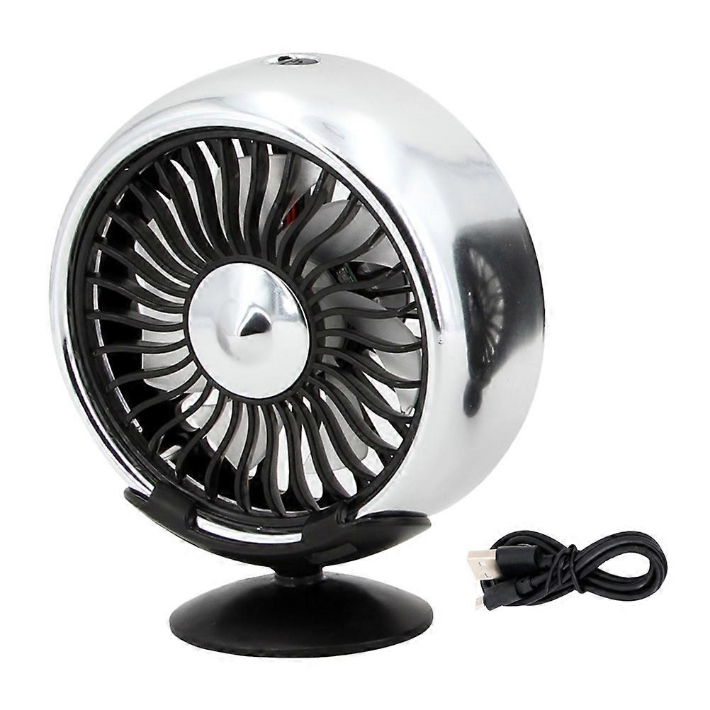 Car Cooler Fan Vehicle Dashboard Fan for 1Pcs Silver USB Adjustable Speed