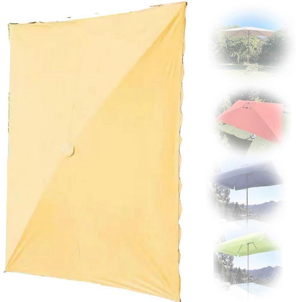 Rectangular Replacement Canopy 3x2m For Outdoor Market Umbrella 46 Ribs Khaki Fabric Garden Patio Sunshade