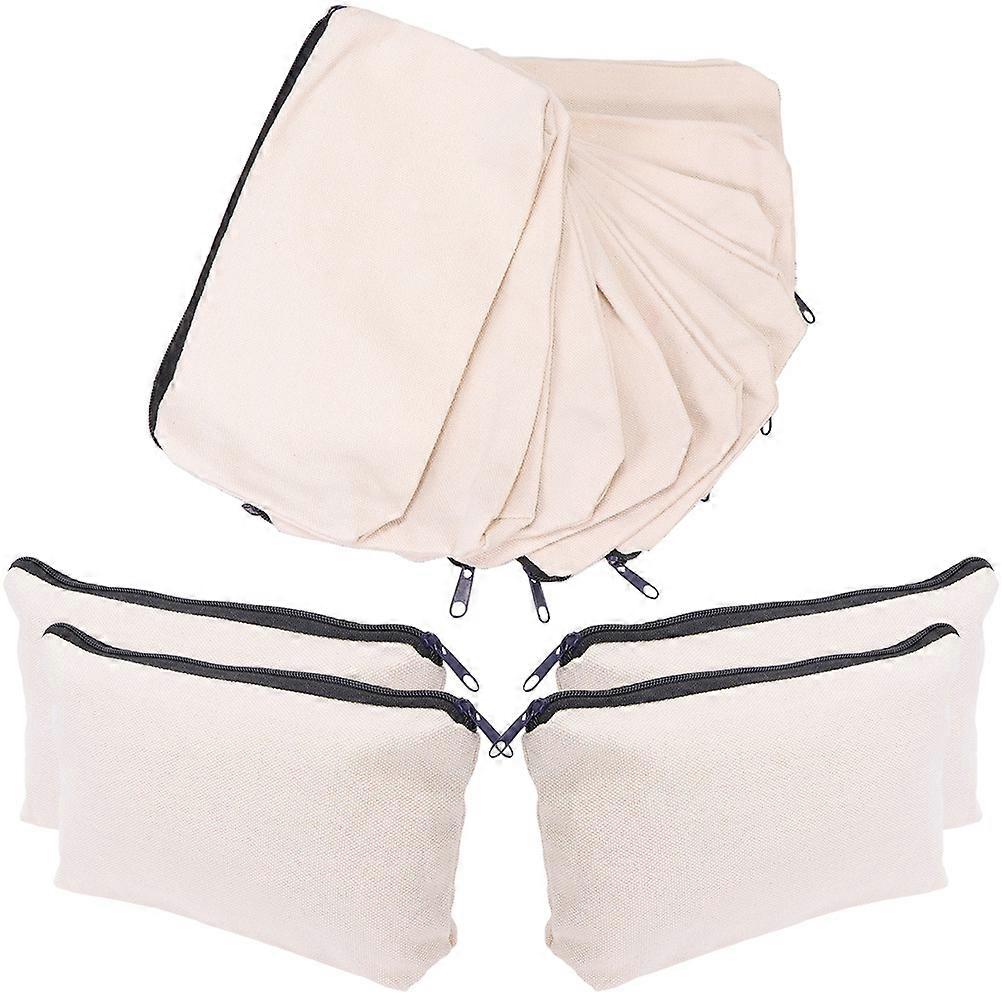 White Canvas Cosmetic Bag Organizer for Storage Use 42Pcs Set