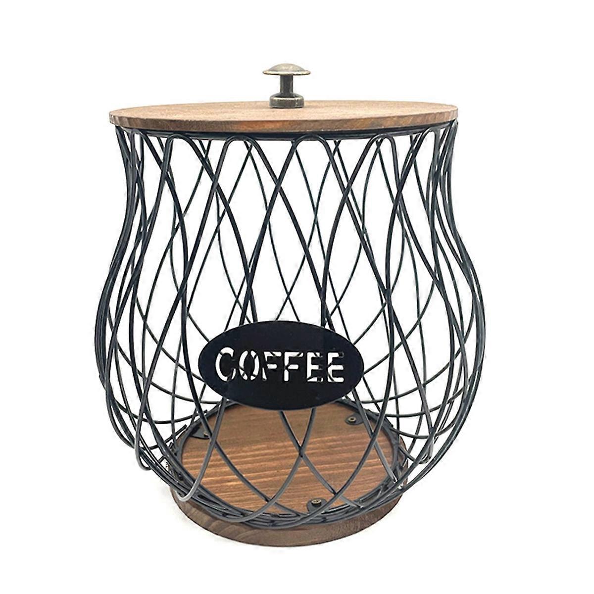 Coffee Pod Holder, Rustic K Cup Holder Organizer for Counter, Black